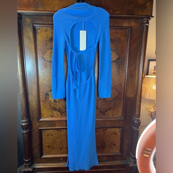 NWT Anna October-PARIS BREAKFAST OPEN-BACK RIBBED-KNIT MAXI DRESS. Size L - Picture 3 of 8